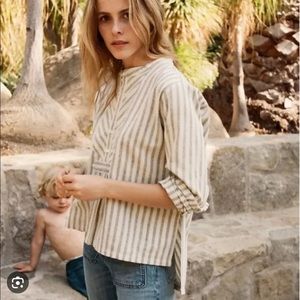 Doen Striped Cream and Gray Top